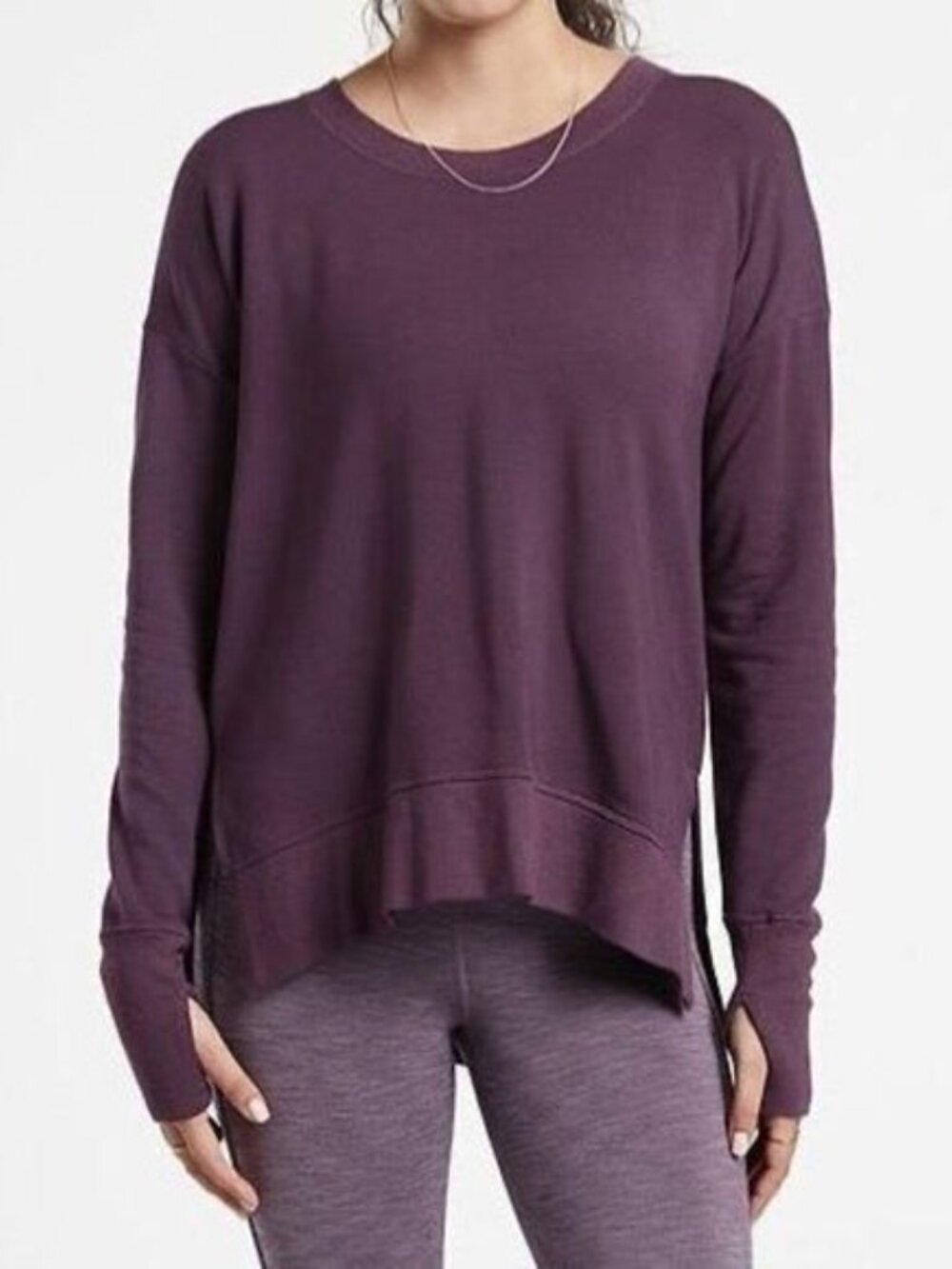 Athleta | Coaster Luxe Nirvana Crewneck Sweatshirt, Thumbholes, Purple, Size XS
